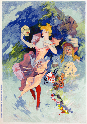 Art. Entertainment. The comedy. Allegory by Jules Cheret, France, c.1890 (poster)