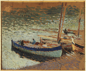 Bouquet de bleuets - Barques au port (verso), between 1930 and 1932 (oil on cardboard)