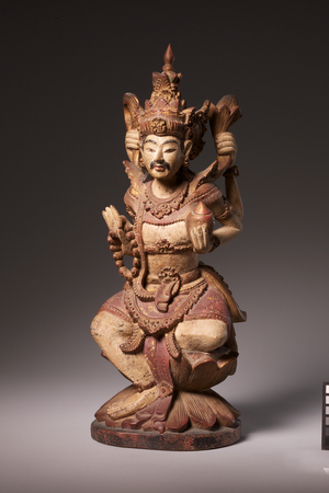 Wooden figure of Dewa Siwa on a double lotus pedestal, Bali