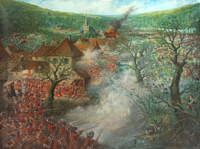 Battle Scene outside a town (oil on canvas)
