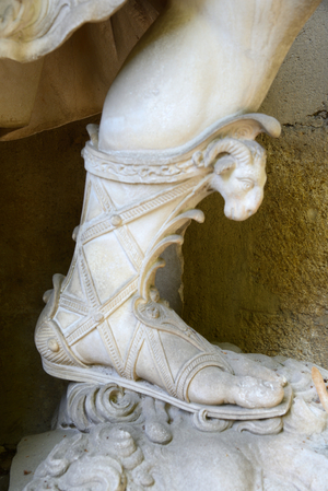 Antique or Biblical Sandal of David on Head of Goliath on Joseph Sec Monument Aix-en-Provence France, 1792 (sculpture)