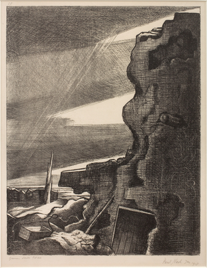 German Double Pill-box, Gheluvelt, 1918 (lithograph on white wove paper)