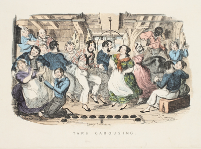 Tars Carousing, from 'Songs, Naval and National: Of the Late Charles Dibdin', pub. 1841 (hand coloured engraving)
