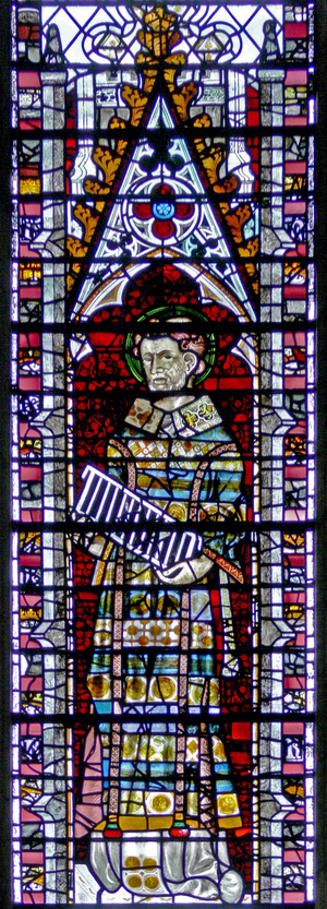 Window w2 depicting St Lawrence (stained glass)