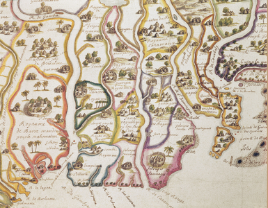 Map of the Coast of Africa and the River Gambia, 1622 (coloured engraving)