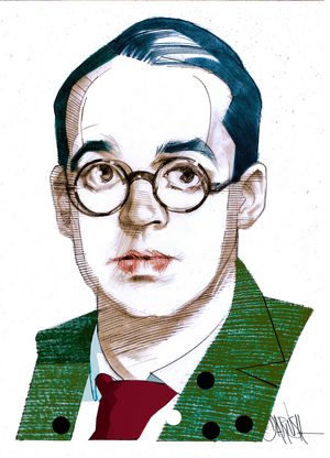 Robert Brasillach, 2021 (digital coloured pencil drawing)