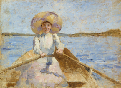 Sketch of a Woman Rowing, c.1892 (oil on canvas)