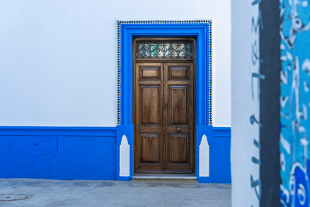 Arabic oriental styled door in Asilah, Morocco, Africa, 2021 (photo)