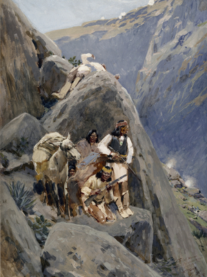 Apache Indians in the Mountains, 1895-98 (gouache on paper)