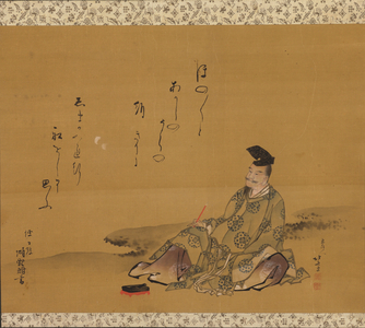 The divine poet Kakinomoto no Hitomaro, 1802 (ink and colors on silk)