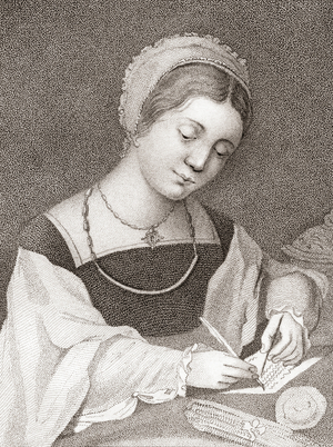 Mary, Queen of Scots,  1542 1587, aka Mary Stuart or Mary I of Scotland.  Queen regnant of Scotland from 14 December 1542 to 24 July 1567 and queen consort of France from 10 July 1559 to 5 December 1560.  From Iconographia Scotica or Portraits of Illustrious Persons of Scotland, published 1797.