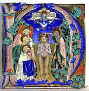 The baptism of Christ, 15th century (miniature)