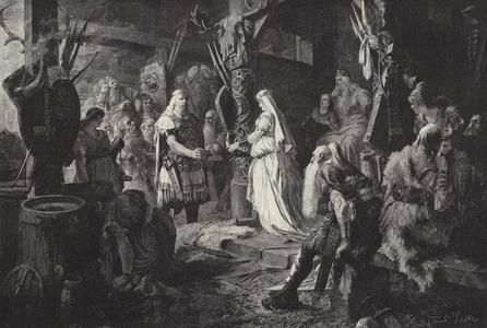 Frithjof bei Konig Ring (Frithjof in the hall of King Ring) (engraving)