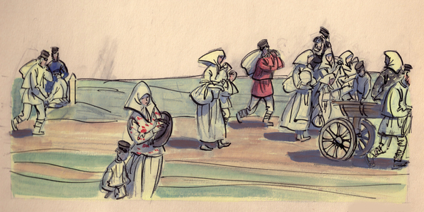Illustration from 'In the Ravine' by Anton Chekhov, 1900 (gouache on paper)
