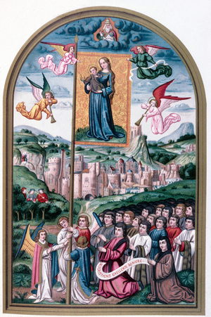 The banner of the Christians written by Canon V. Maynard de Poitiers miniature of the “royal chants aux d'Amiens” composed by Louis de Savoie for Jean Van Brikentork 16th centuries