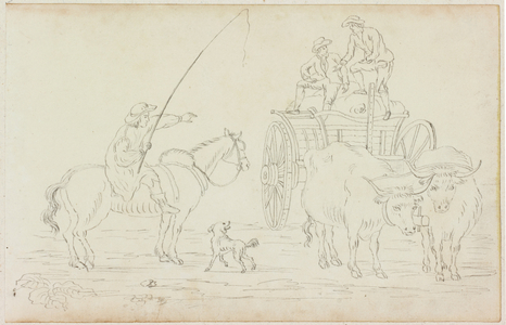 Oxcart Blocking the Way (pencil on paper)