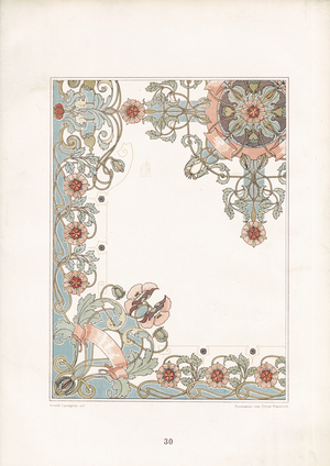 Art Nouveau Poppy Border Ornament (litho)