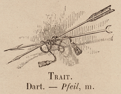 Le Vocabulaire Illustre: Trait; Dart; Pfeil (engraving)