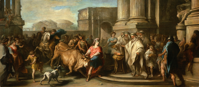 Theseus Taming the Bull of Marathon, c.1730 (oil on canvas)
