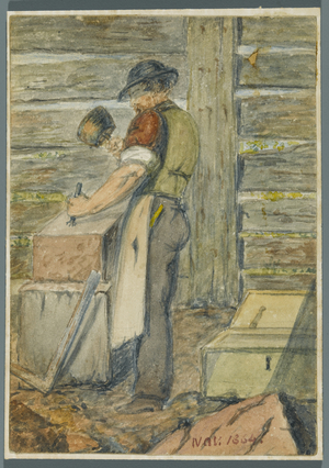 Stone Worker, 1864 (w/c over black media underdrawing)
