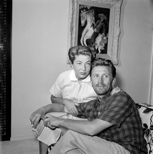 Kirk Douglas with wife Anne at home c. 1954 (photo)