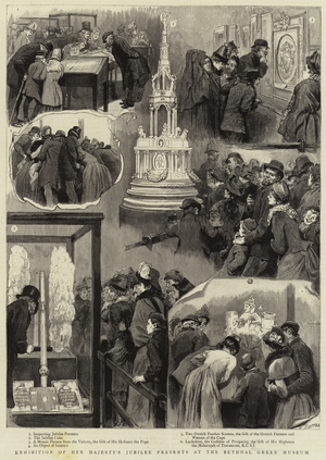 Exhibition of Her Majesty's Jubilee Presents at the Bethnal Green Museum (engraving)