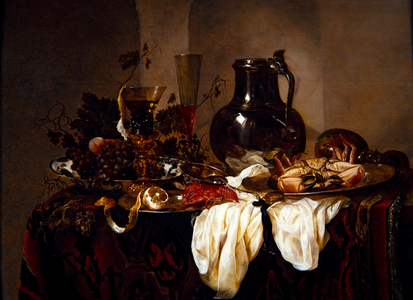 Still Life with Jug and Crustacea, 16th century (oil on panel)