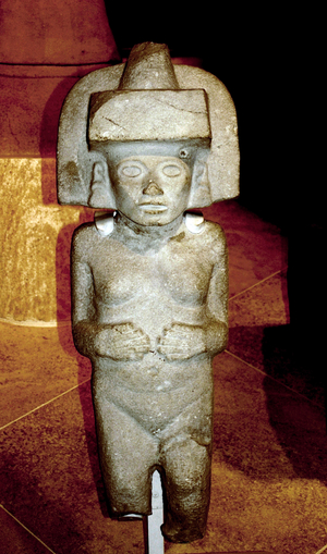 Stone sculpture of Huaxtec female deity. 900-1400 AD