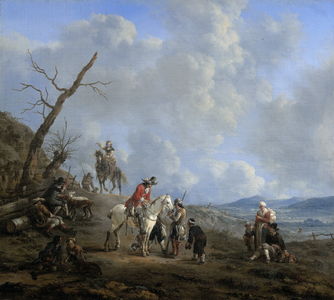 Landscape with Riders, 1650-1674 (oil on canvas)