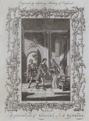 The first interview of Edgar and Elfrida (engraving)