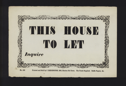 Advertisement: This house to let (type)