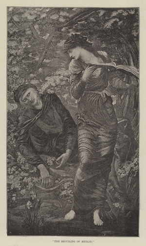 The Beguiling of Merlin by Edward Burne Jones (engraving)