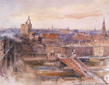 From Gateshead Railway Station (charcoal & w/c on paper)