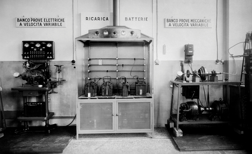 Bench Testing Car Components, Rome, 1940 (b/w photo)