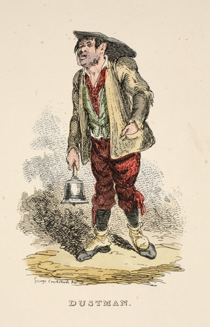 Dustman, from The Gentleman's Pocket Magazine, pub. 1827 (hand coloured engraving)