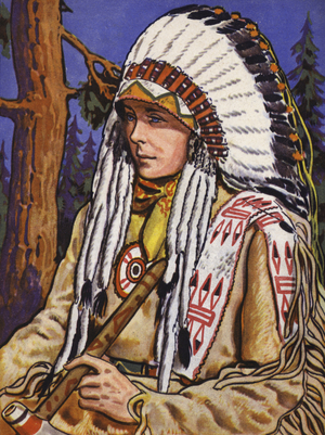 The Prince Of Wales, the future King Edward VIII, as Chief Morning Star (colour litho)