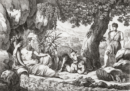 Romulus and Remus and the she-wolf. (print)