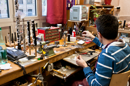 Marigaux oboe assembly, maintenance and repair workshop in Paris, 2012 (photo)