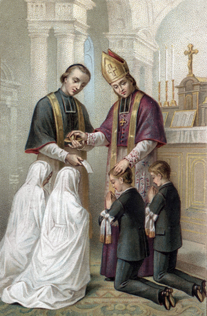 Children being confirmed at church