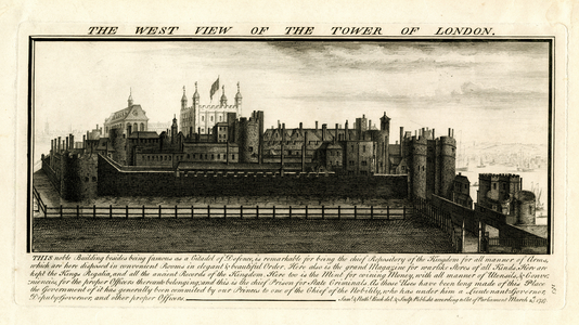 Print entitled, 'The West View of the Tower of London.', 1737 (print)