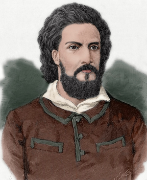 Alexandre de Serpa Pinto, Viscount of Serpa Pinto (1846-1900), Portuguese explorer, Portrait (colour engraving)