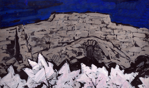 Illustration from "Handwritten Details" by Yaroslav Grimailo, 1956 (gouache on paper)