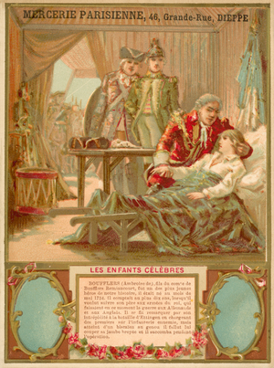Death of Ambroise de Boufflers at the Battle of Dettingen, 1743 (chromolitho)