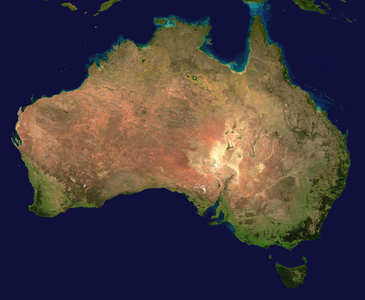 Composite satellite photograph of Australia.