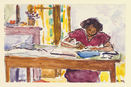 Room at Vernet-les-Bains, 1940 (watercolour, pen and ink on paper)