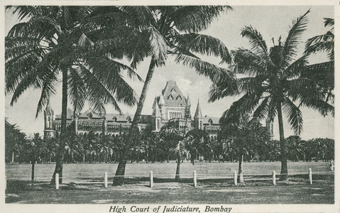 High Court of Judiciature, Mumbai, India (b/w photo)