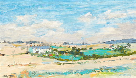 Harvest Fields, Gloucestershire (oil on canvas)