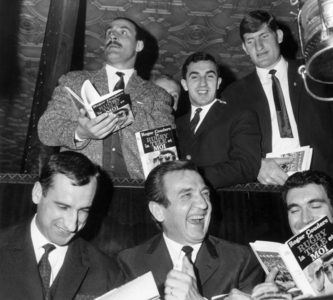 Rugby: Crauste, Gachassin, Spanghero, Albaladejo, Couderc and Duprat, 1966 (b/w photo)