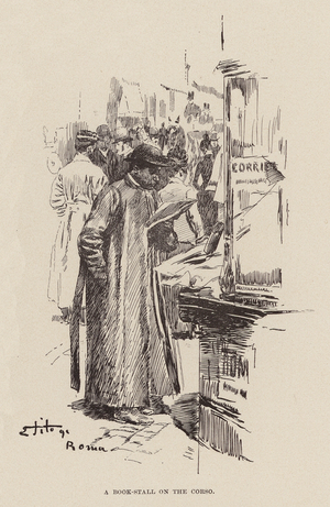 A book-stall on the Corso (engraving)