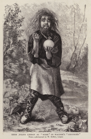 German tenor Julius Lieban as Mime in Richard Wagner's opera Siegfried (litho)